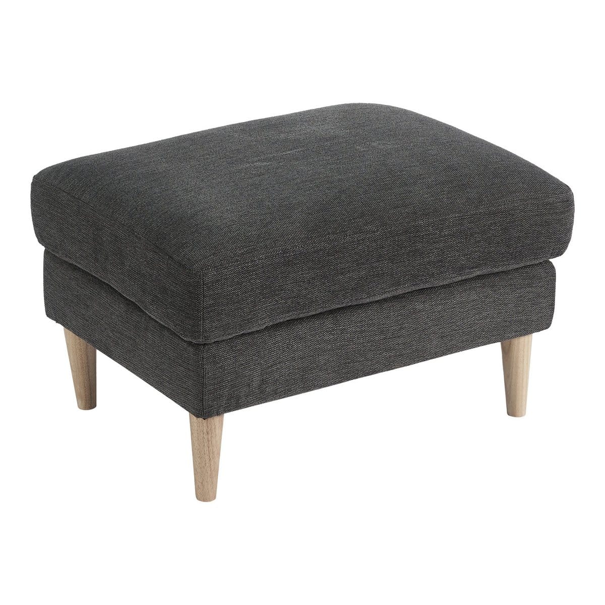 Bologna Pouf - Pouf, gris foncé avec pieds en bois naturel, HN1045