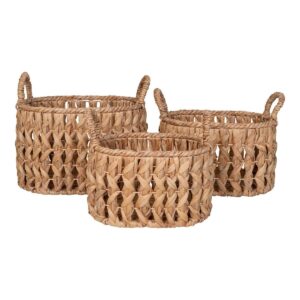 Panier Balerma - Panier avec anses, jacinthe d'eau, naturel, set de 3 - Panier Balerma - Panier avec anses, jacinthe d'eau, naturel, set de 3 -