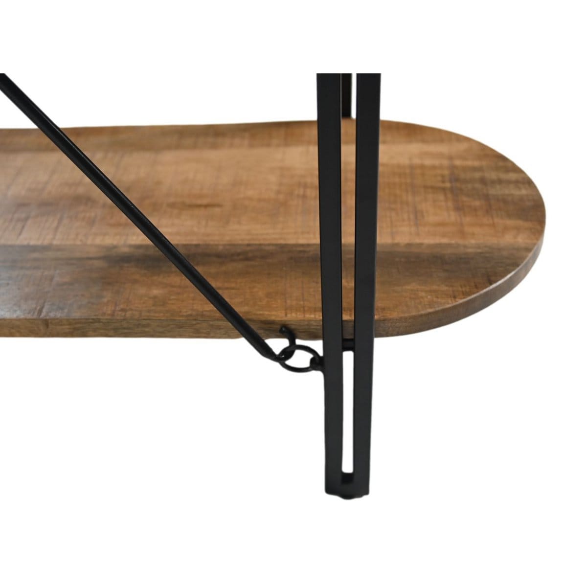 Armoire murale 4 étagères - 130x39x140 - métal/mangowood - Naturel/Noir