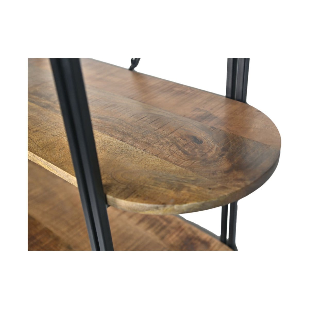 Armoire murale 4 étagères - 130x39x140 - métal/mangowood - Naturel/Noir