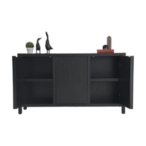 Buffet 3 portes - 150x42x85 - Noir - Placage teck -