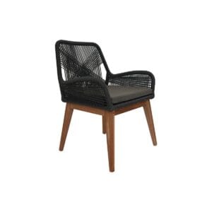 Chaise de jardin Coco avec coussin - 60x64x87 - Noir/Naturel - Teck/banane -
