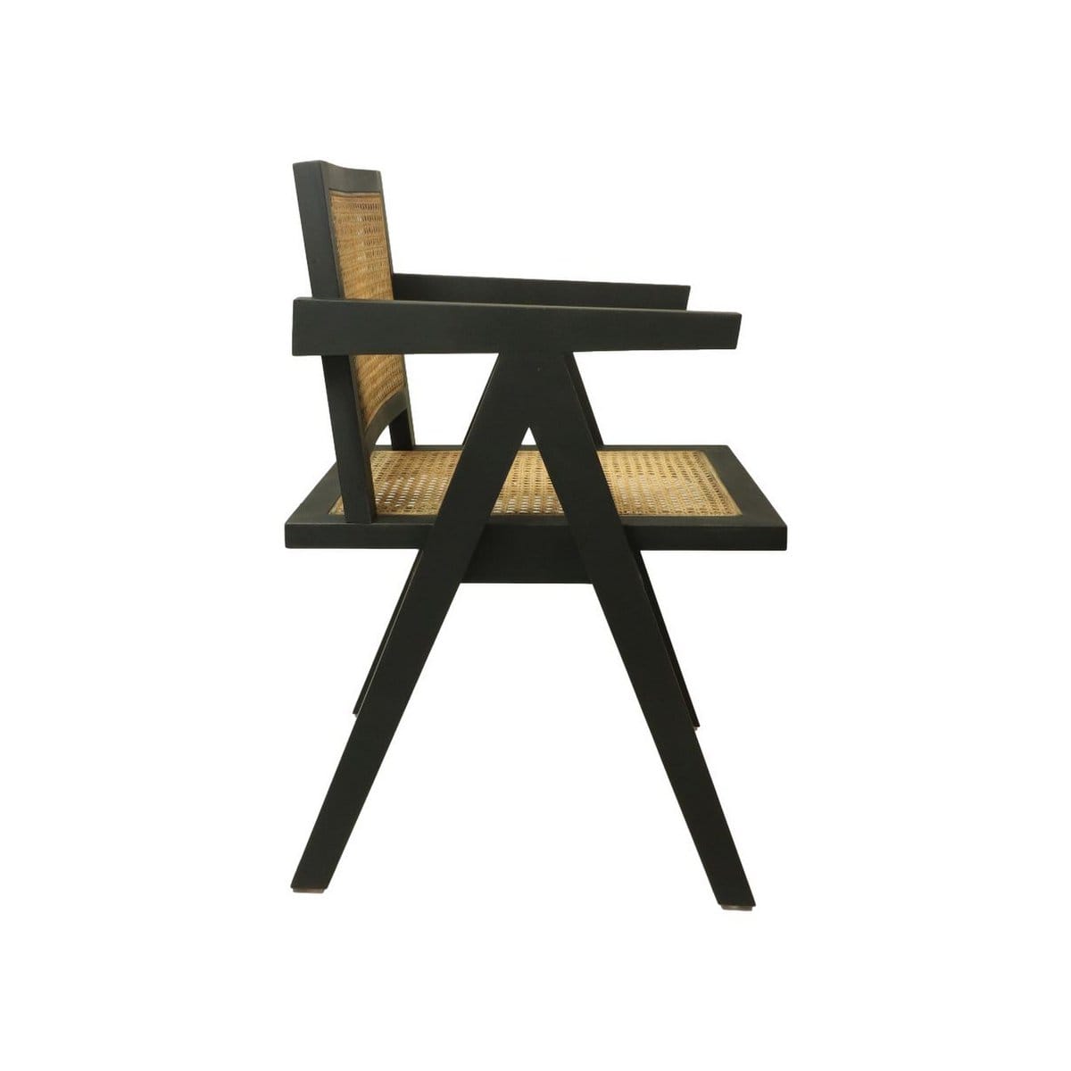 Chaise de salle à manger - 56x52x83 - Noir/Naturel - Acajou/rotan