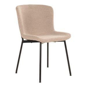 Chaise de salle à manger Maceda - Chaise de salle à manger en bouclé, beige avec pieds noirs - Lot de 2 -