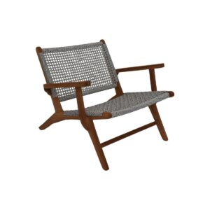 Collection HSM-Chaise de jardin Rio avec accoudoir KD-80x80x67-Naturel/Gris-Teck/Feuilles de bananier -