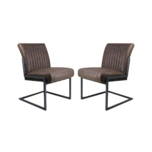 Collection HSM-Chaise de salle à manger Texas S/2-55x50x85-Espresso/Noir-Cuir/Métal - Collection HSM-Chaise de salle à manger Texas S/2-55x50x85-Espresso/Noir-Cuir/Métal -