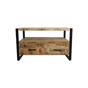 Collection HSM – Meubles TV Havana 2 La-100x45x60-Naturel/Noir-Mango/Métal