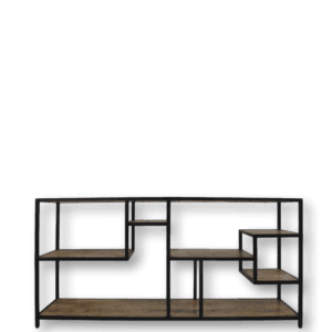 Collection HSM-Niveaux d’armoire à étagères ouvertes-160x38x80-Naturel/Noir-Mango/Métal