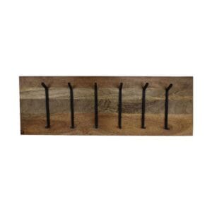 Collection HSM - Porte-manteau mural 6 crochets-90x11x30-Naturel/Noir-Mango/Métal -