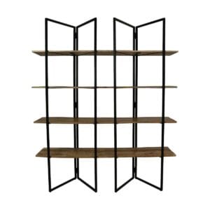 Collection HSM-Rangement avec 4 étagères -165x48x200-Naturel/Noir-Mango/Métal -