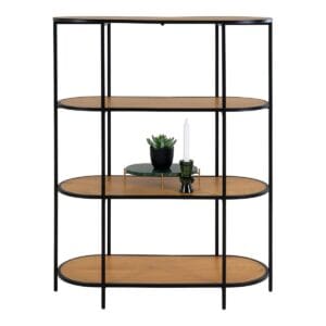 Etagère Vita - aspect chêne, noir, 85x36x111cm -