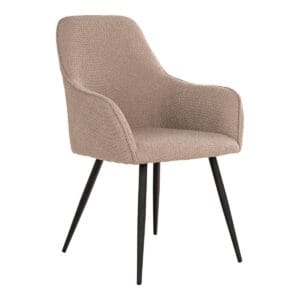 Harbo Dining Chair - Chaise de salle à manger en bouclé, beige avec pieds noirs, HN1233 - Lot de 2 -