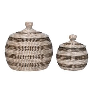 Ipoh Basket - Panier, algues, naturel/blanc/noir, set de 2 -