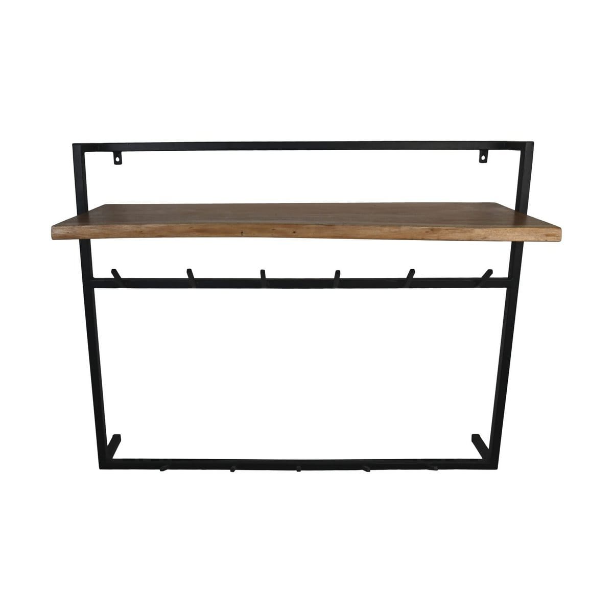 Porte-manteau - 100x30x80 - Naturel/Noir - Acacia/métal