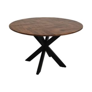Table à manger Mozaik Verona Round - 120x120x76 - Naturel/Noir - Bois de manguier/métal - Luxury Table à manger Mozaik Verona Round - 120x120x76 - Naturel/Noir - Bois de manguier/métal - Luxury