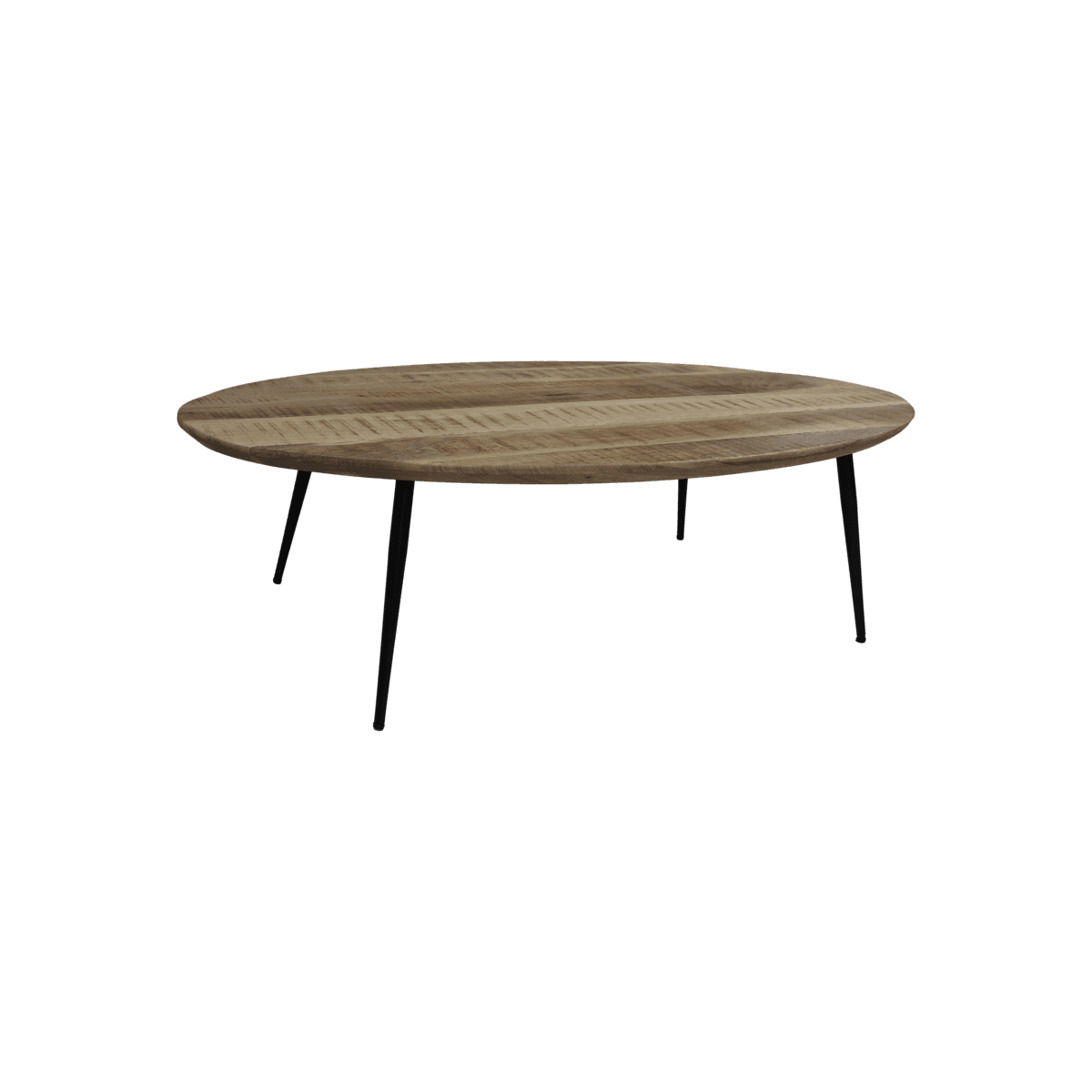 Table basse Bern ovale - 130x80x38 - Naturel/noir - Bois de manguier/métal