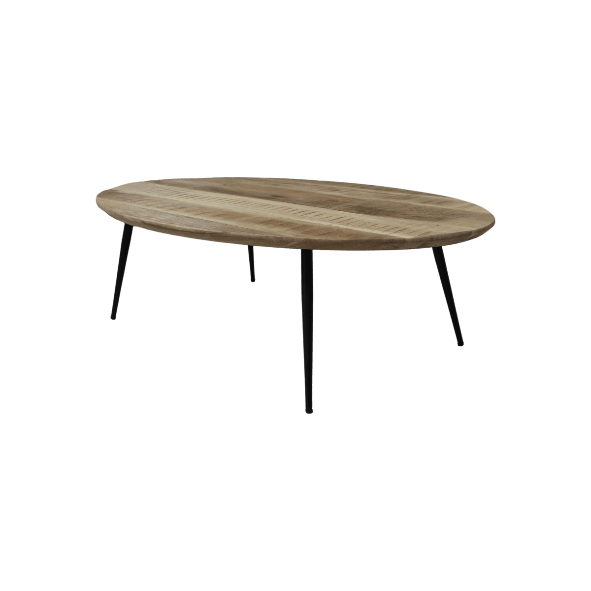 Table basse Bern ovale - 130x80x38 - Naturel/noir - Bois de manguier/métal