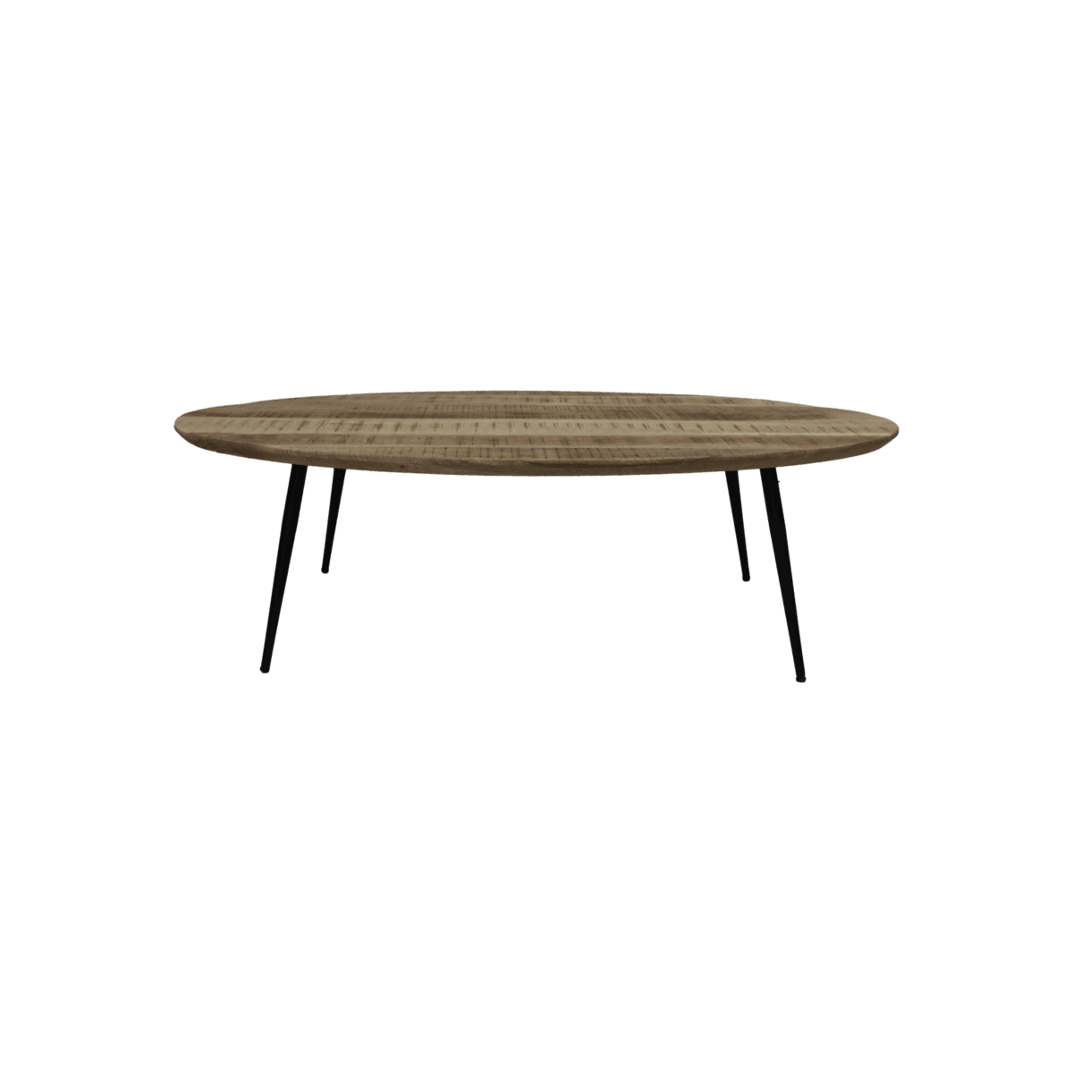 Table basse Bern ovale - 130x80x38 - Naturel/noir - Bois de manguier/métal