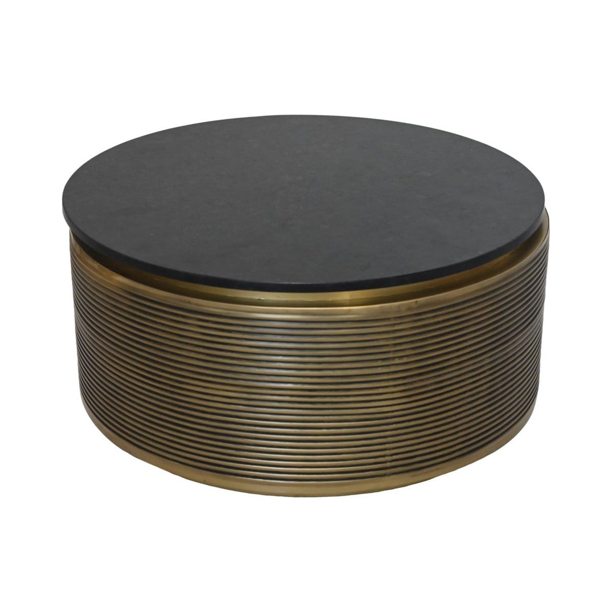 Table basse Marbre - ø80x40 - Noir/Doré - Marbre/métal