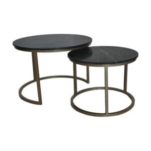 Table basse Ronin - Lot de 2 - ø70x47/ø55x41 - Noir/Doré - Marbre/métal - Table basse Ronin - Lot de 2 - ø70x47/ø55x41 - Noir/Doré - Marbre/métal -
