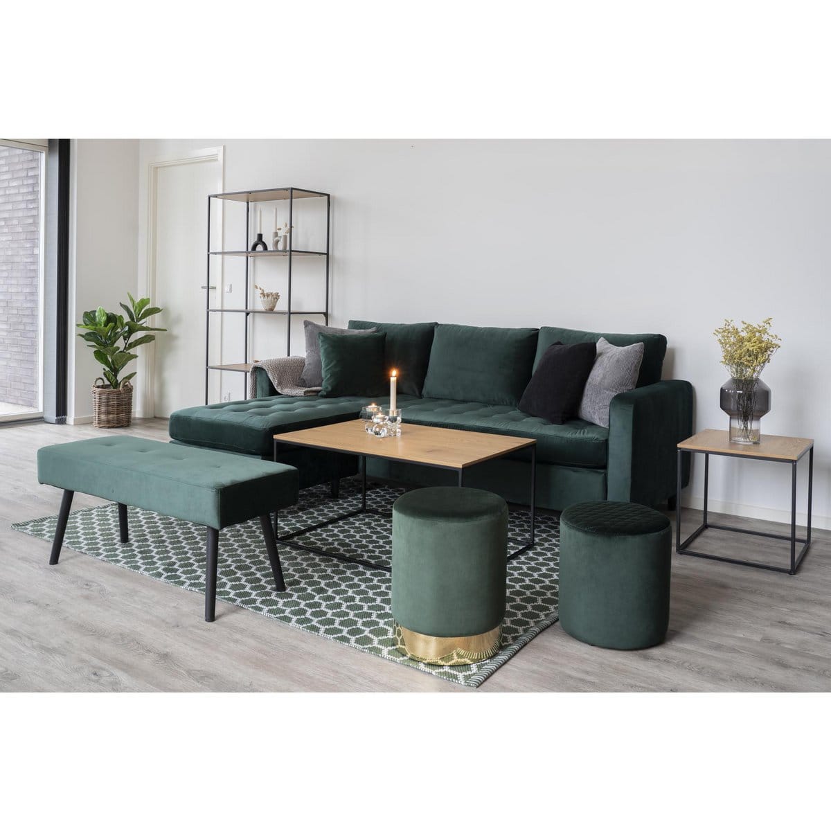 Table basse Vita - aspect chêne, noir, 60x90x45cm