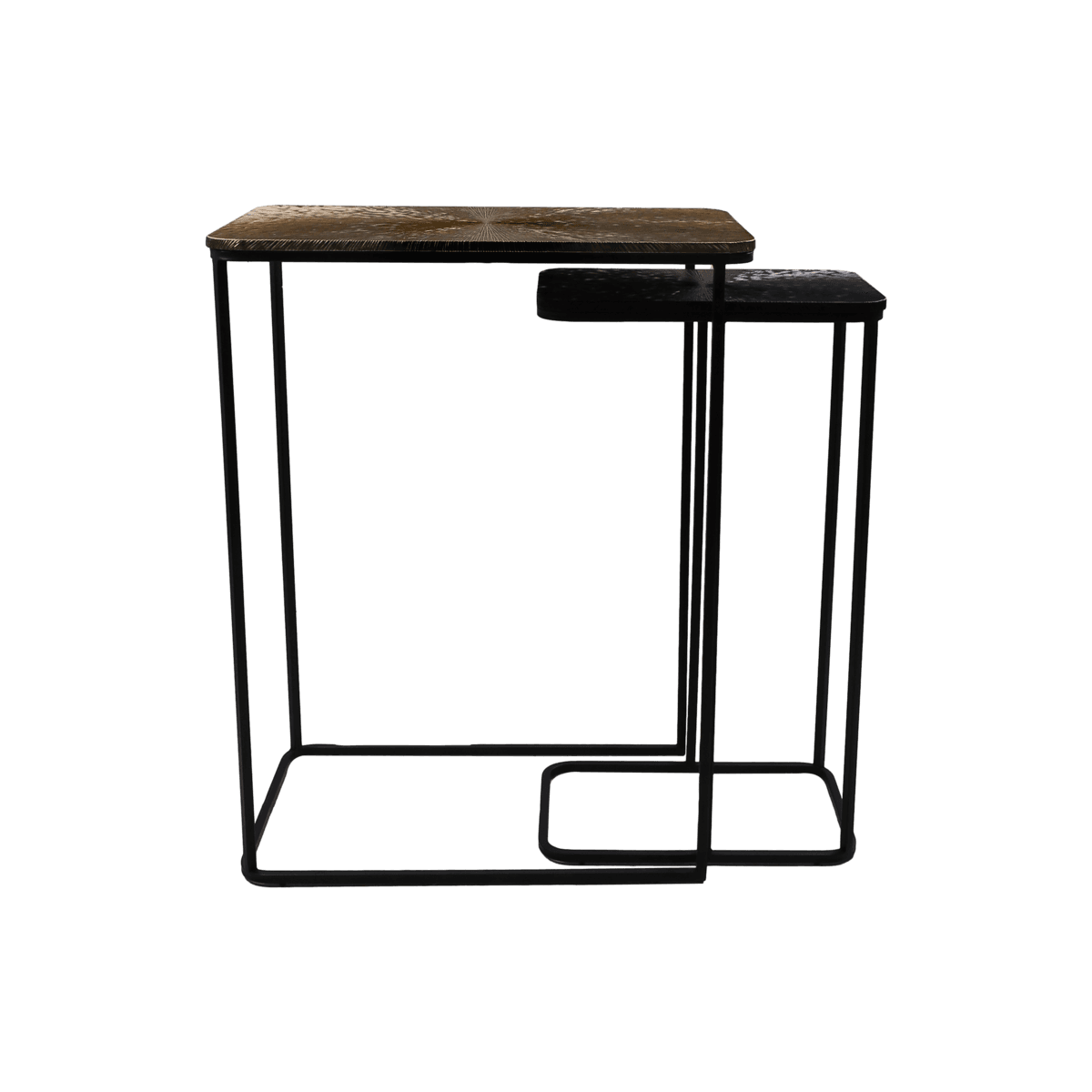 Table console Fletcher - 60x35x77/40x25x70 - Or/noir - Aluminium/Fer