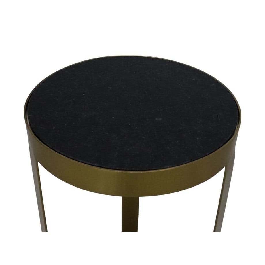 Table d'appoint Marbre - ø30x50 - Noir/Or - Marbre/métal