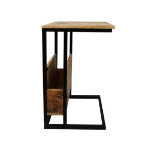 Table d'appoint porte-revues - bois de manguier/fer - Table d'appoint porte-revues - bois de manguier/fer -