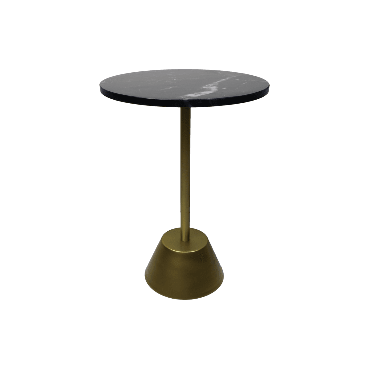 Table d'appoint ronde - ø40x55 - Noir/Or - Marbre/métal