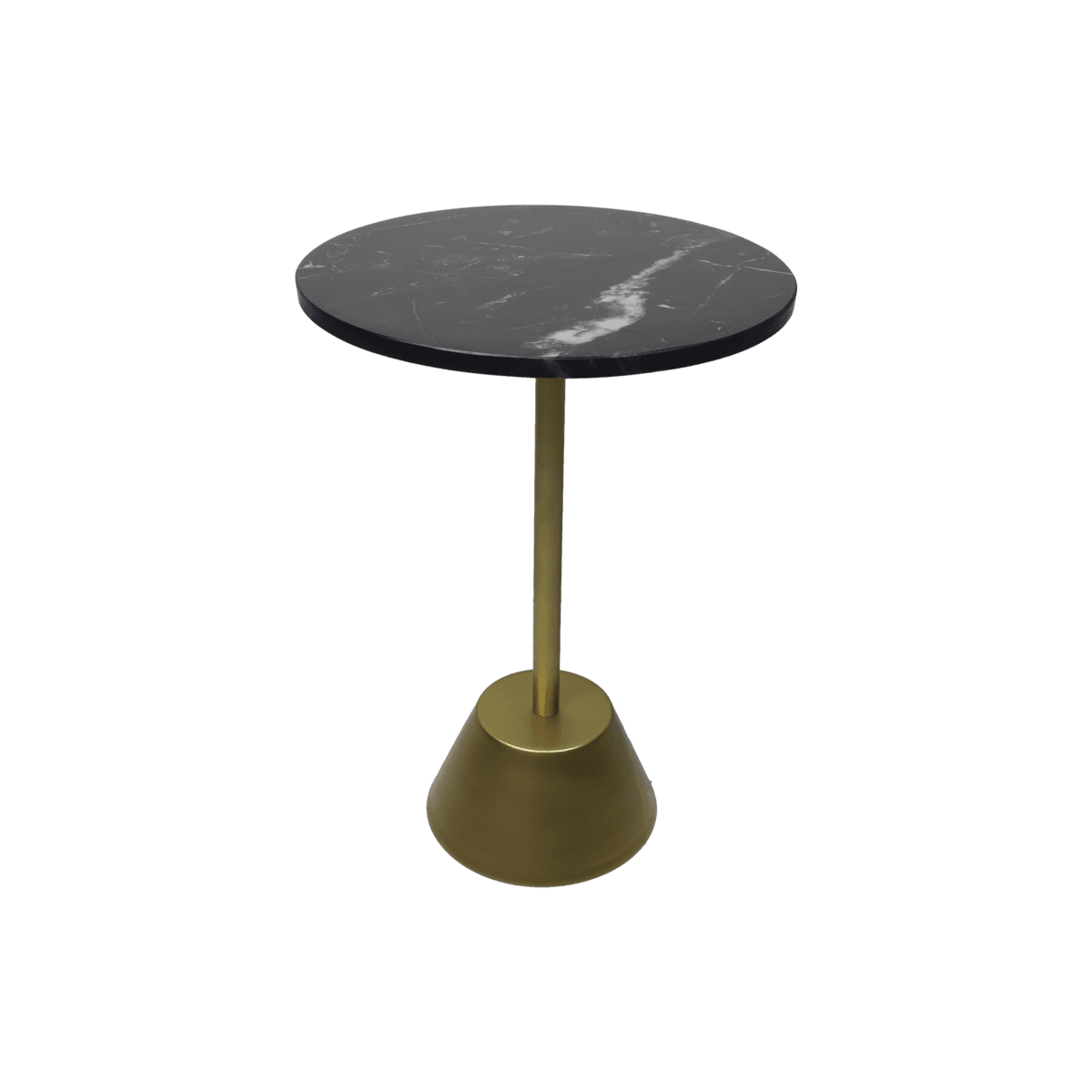 Table d'appoint ronde - ø40x55 - Noir/Or - Marbre/métal