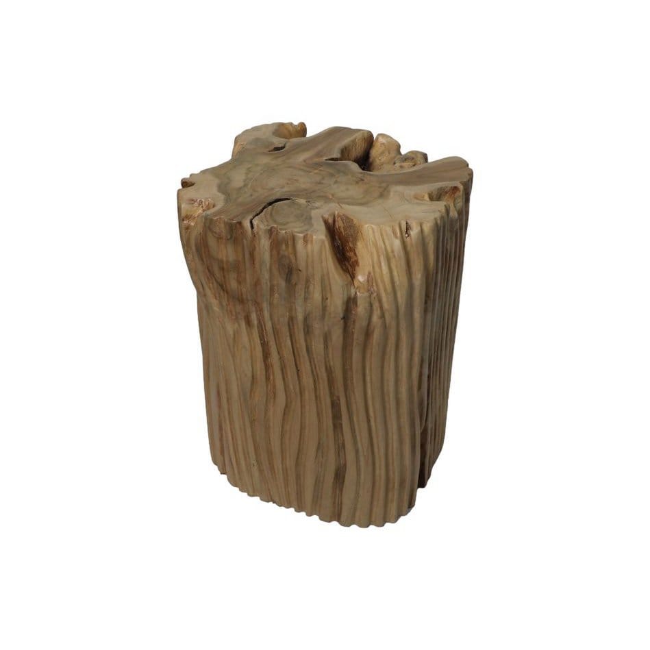 Tabouret décoratif avec motif - 35x35x40 - Naturel - Teck