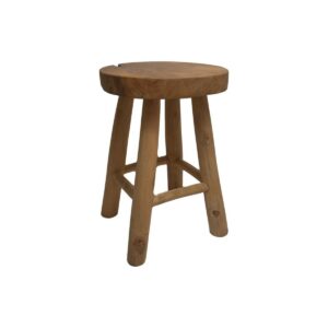 Tabouret décoratif rond - 30x30x42 - Naturel - Teck -